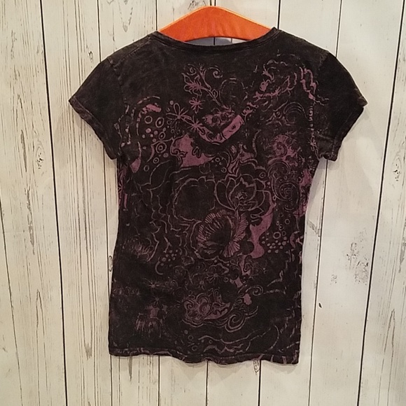 L.O.L. Vintage Tops Nwot Lol Vintage Blackpurple Floral Tshirt Poshmark